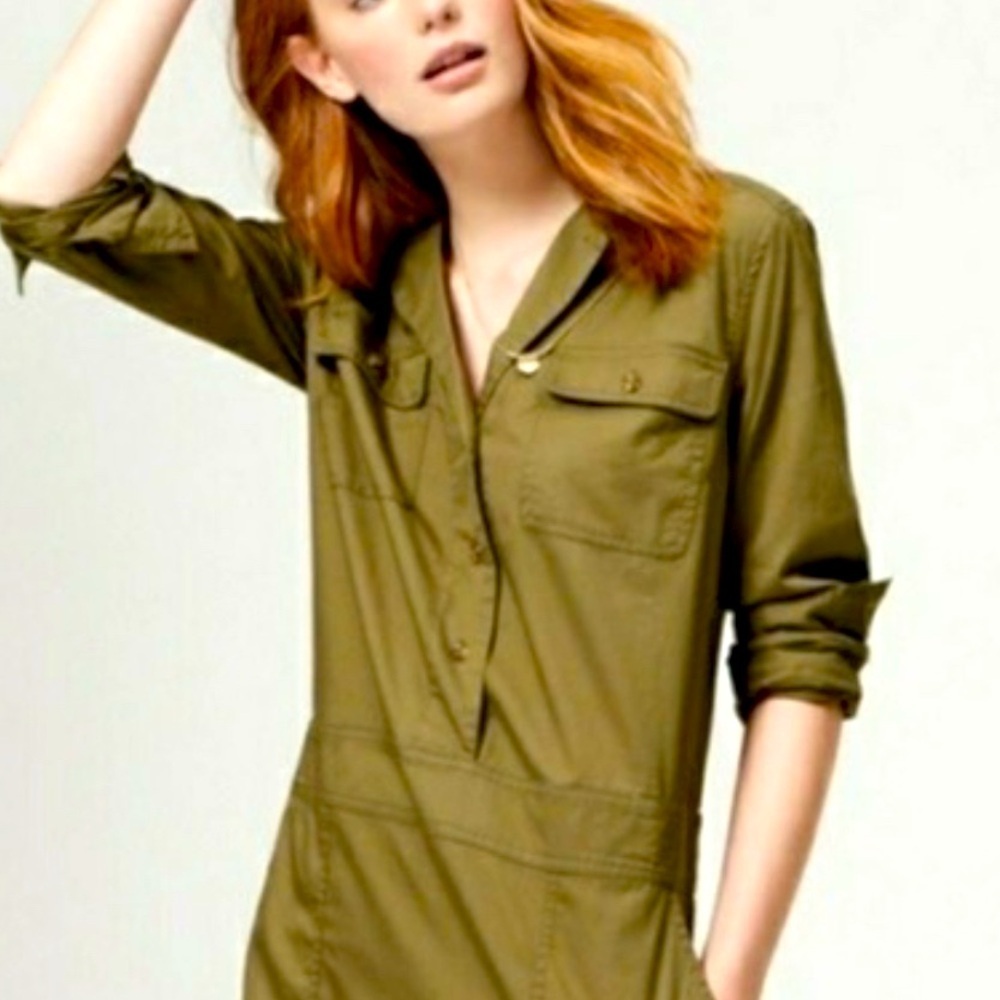 LOFT XS Utility dress chic olive green brand new with tags